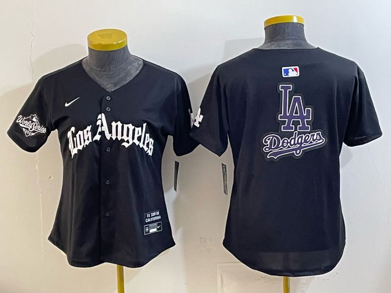 Women 2026 Los Angeles Dodgers Blank Black Game Nike MLB Jersey style 0025->women mlb jersey->Women Jersey